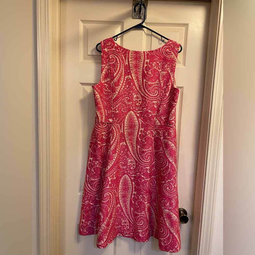Talbots Midi Elegant Pink Paisley Cotton and Silk Dress size 14